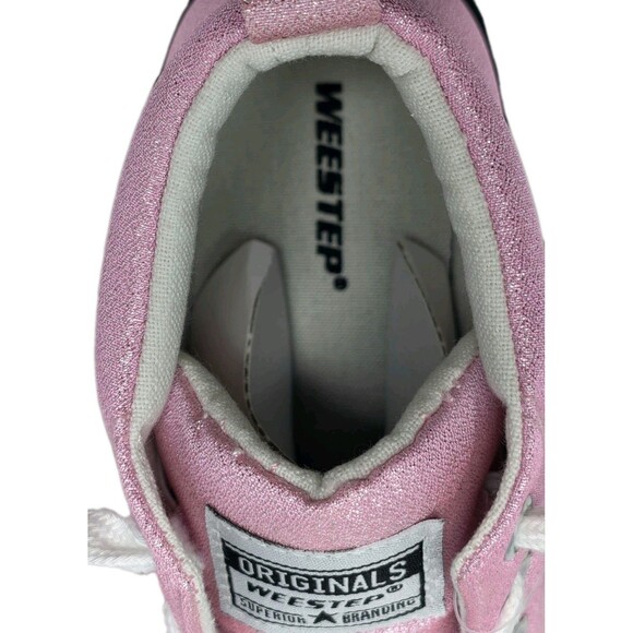 Weestep Kids Princess Pink Glitter High Top Canvas Sneakers Size 1 NEW - Picture 8 of 14